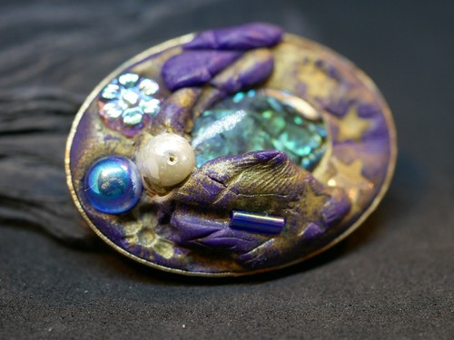 Bunte brosche modeschmuck oval - bunte,