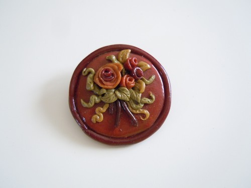 Brosche fimo rund - fimo,