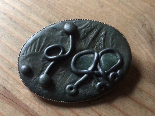 Brosche grün aus fimo - grün,