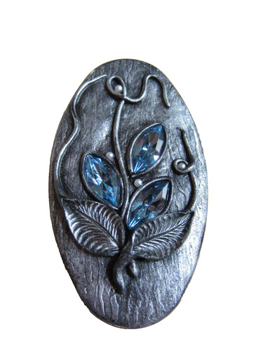 Brosche graues fimo mit - brosche,