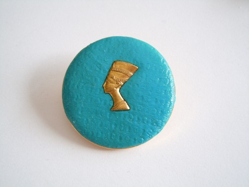 Brosche fimo rund metall - brosche,